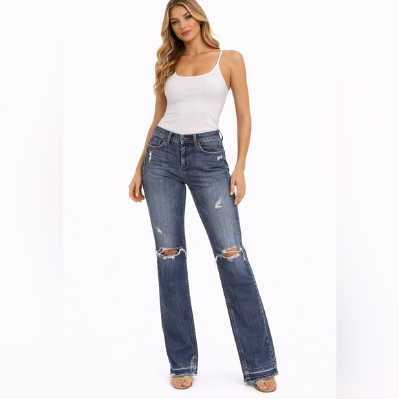 rag & bone Denim - Rag & Bone Size 28 Dre Style Distressed Blue Women's Straight Leg Jeans